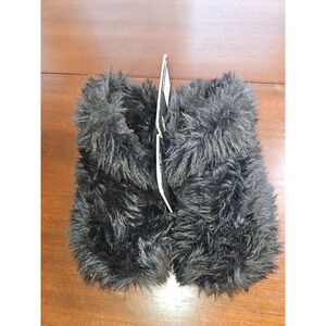 Nine West Black Furry‎ Full Fuzzy Comfy Cozy Women's Slippers NEW Size Small 5-6